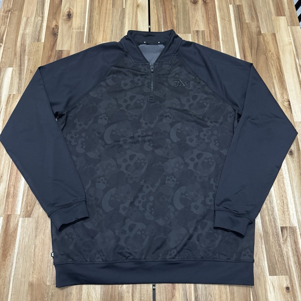 PXG Parsons Xtreme Golf Pullover Mens S Black Gray Skull Camo 1/4 Zip Stretch